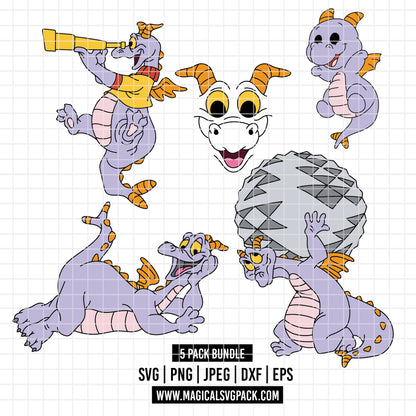 COD5788 - Figment, one little spark of inspiration pack bundle, Disney clipart Svg, Png, Eps, Dxf, Jpeg, vector.