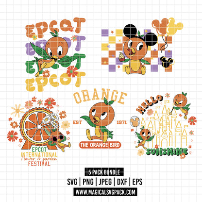 COD5789 - Orange Bird Disneyland pack bundle, Disney Trips clipart Svg, Png, Eps, Dxf, Jpeg, vector.