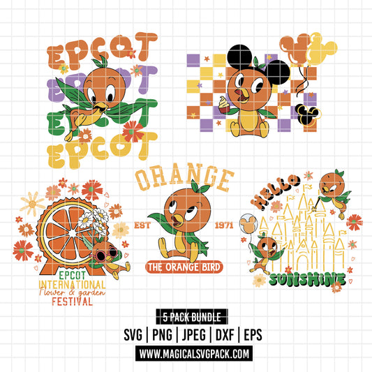 COD5789 - Orange Bird Disneyland pack bundle, Disney Trips clipart Svg, Png, Eps, Dxf, Jpeg, vector.