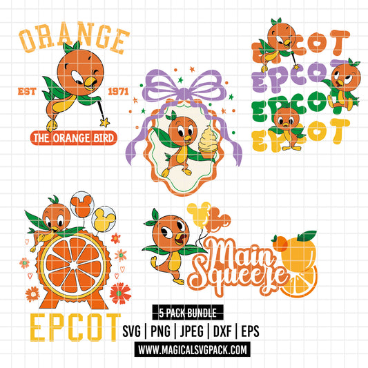 COD5790 - Orange Bird Disneyland pack bundle, Disney Trips clipart Svg, Png, Eps, Dxf, Jpeg, vector.