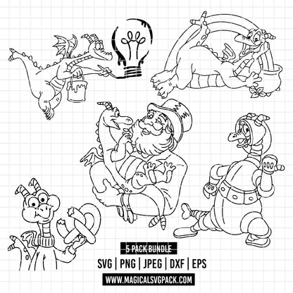 COD5791 - Figment, one little spark of inspiration pack bundle line art, Disney clipart Svg, Png, Eps, Dxf, Jpeg, vector.