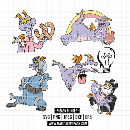 COD5792 - Figment, one little spark of inspiration pack bundle, Disney clipart Svg, Png, Eps, Dxf, Jpeg, vector.