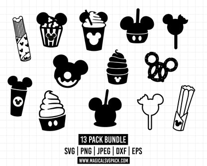 COD579 - Disney Snack Goals bundle, Disney trips clipart Svg, Png, Eps, Dxf, Jpeg, vector.