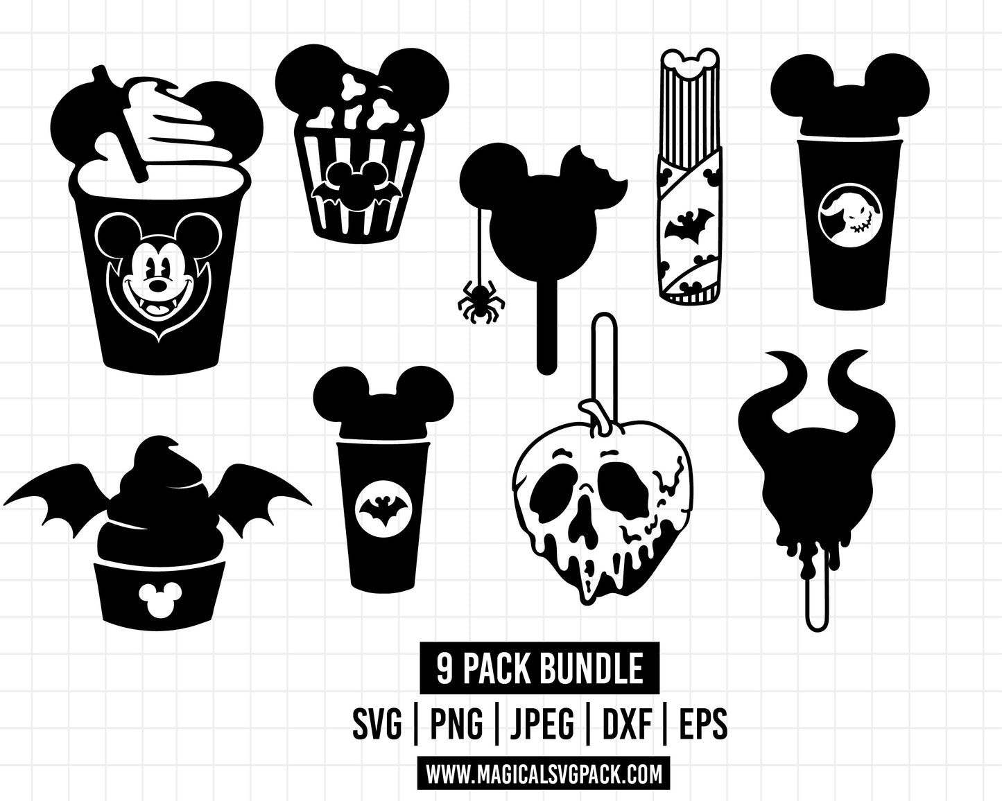 COD583 - Disney halloween Snack Goals bundle, Disney trips clipart Svg, Png, Eps, Dxf, Jpeg, vector.