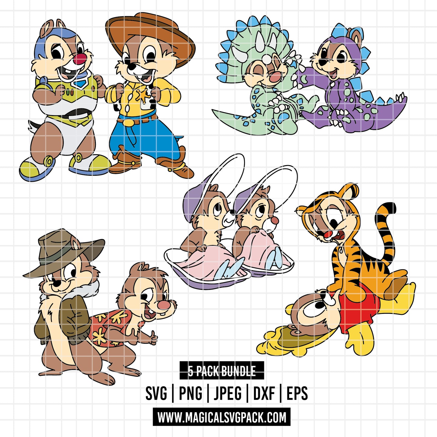 COD6018 - Chip & Dale bundle, Disney clipart Svg, Png, Eps, Dxf, Jpeg, vector.