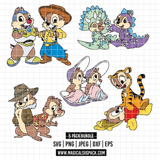 COD6018 - Chip & Dale bundle, Disney clipart Svg, Png, Eps, Dxf, Jpeg, vector.
