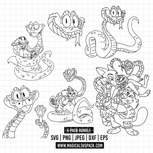 COD6019 - Gary De'Snake, Zootopia pack bundle line art, Disney clipart Svg, Png, Eps, Dxf, Jpeg, vector.