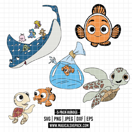 COD6020 - Finding Nemo pack bundle, Disney pixar clipart Svg, Png, Eps, Dxf, Jpeg, vector.