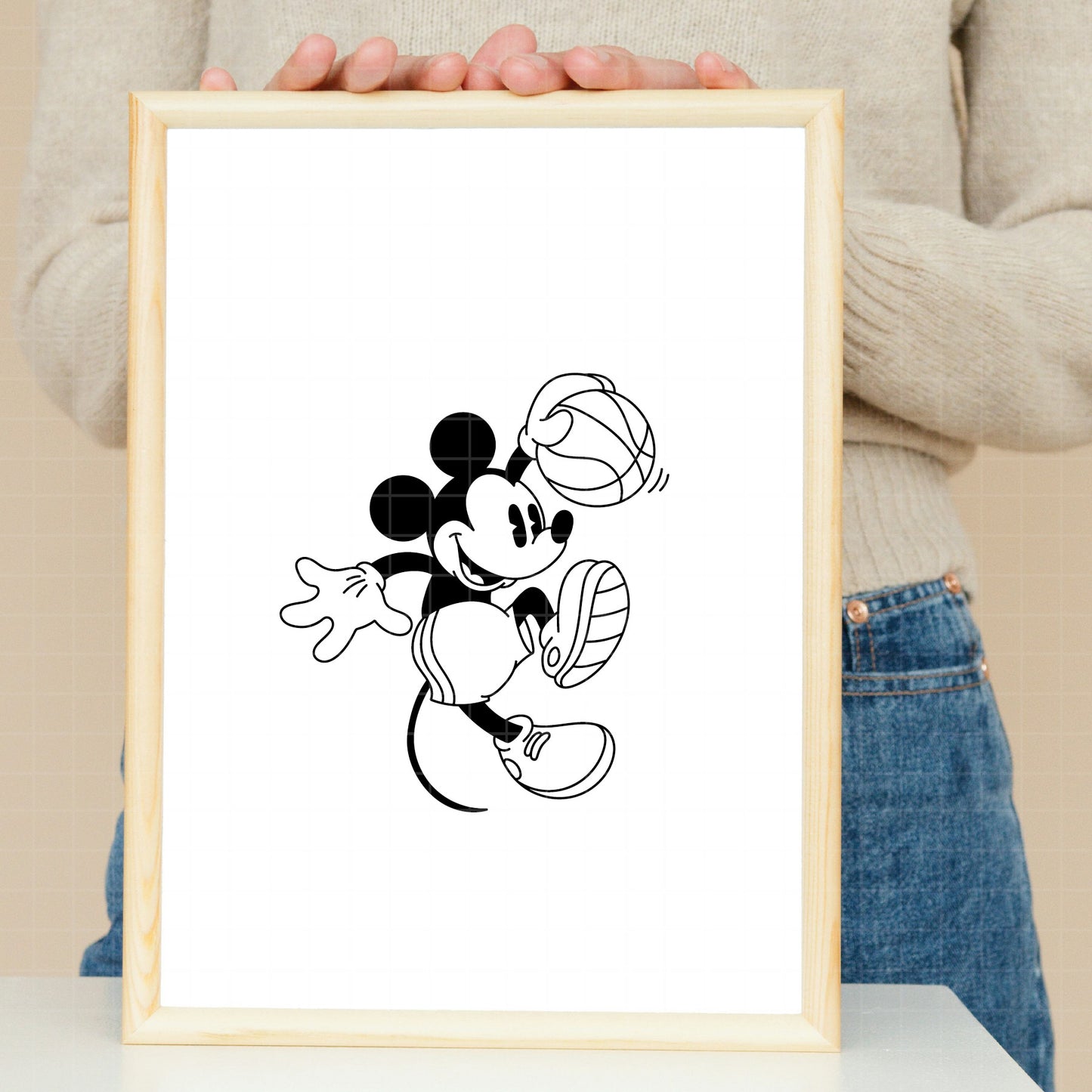COD6021 - Mickey classic basketball line art pack bundle, Disney clipart Svg, Png, Eps, Dxf, Jpeg, vector.