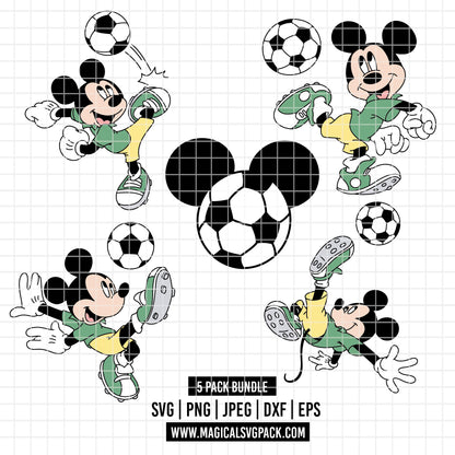 COD6023 - Mickey Soccer pack bundle, Disney clipart Svg, Png, Eps, Dxf, Jpeg, vector.