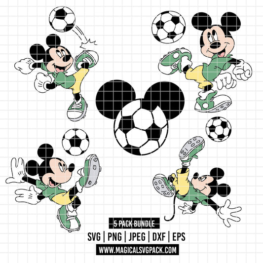 COD6023 - Mickey Soccer pack bundle, Disney clipart Svg, Png, Eps, Dxf, Jpeg, vector.