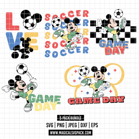 COD6024 - Mickey Soccer quotes pack bundle, Disney clipart Svg, Png, Eps, Dxf, Jpeg, vector.