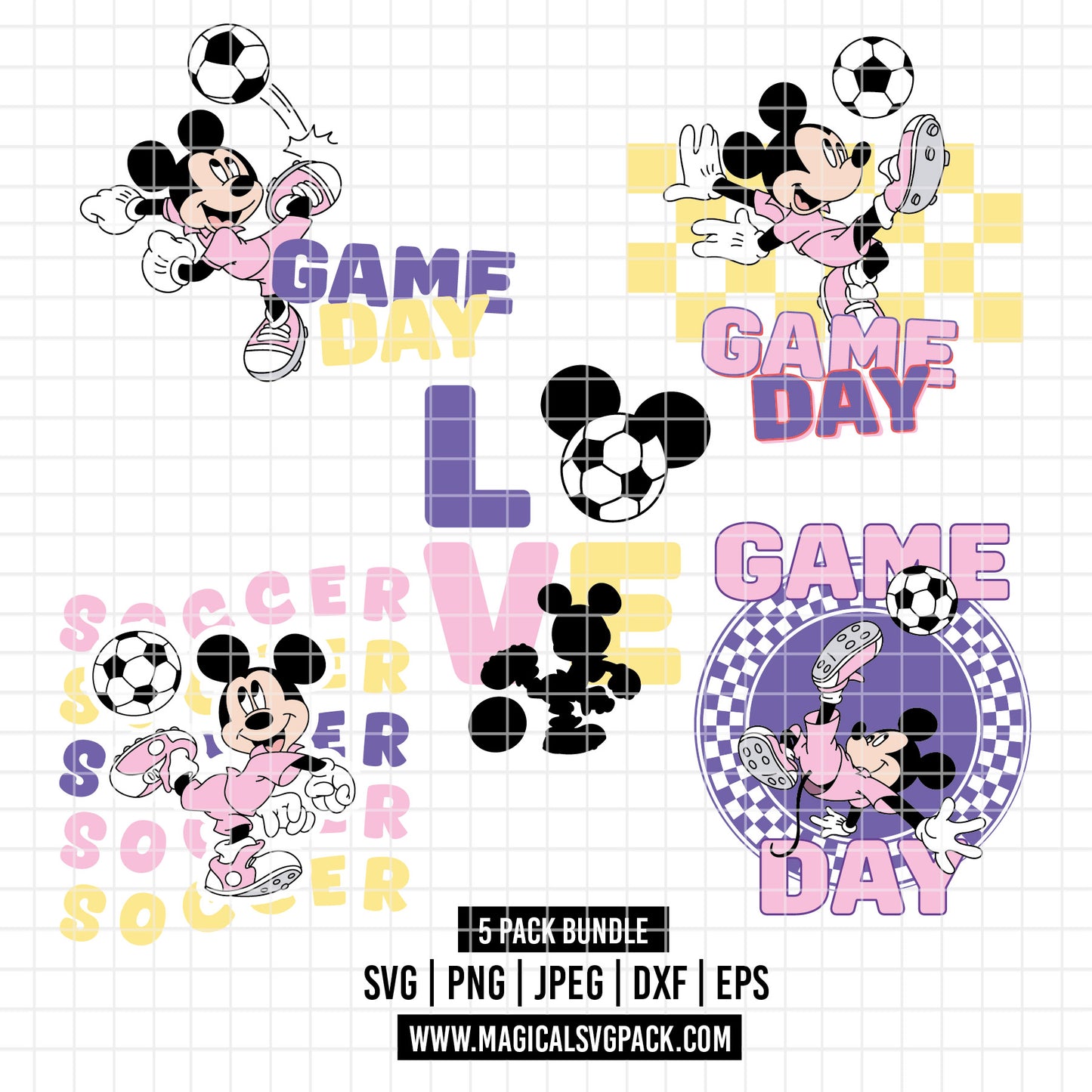 COD6025 - Mickey Soccer quotes pack bundle, Disney clipart Svg, Png, Eps, Dxf, Jpeg, vector.