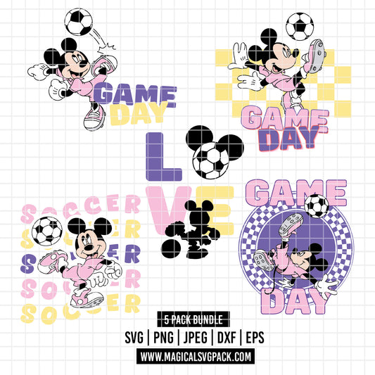 COD6025 - Mickey Soccer quotes pack bundle, Disney clipart Svg, Png, Eps, Dxf, Jpeg, vector.