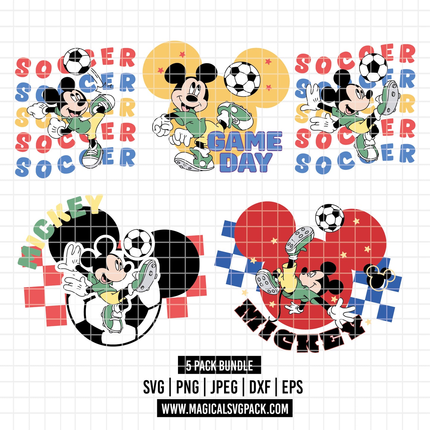 COD6026 - Mickey Soccer quotes pack bundle, Disney clipart Svg, Png, Eps, Dxf, Jpeg, vector.