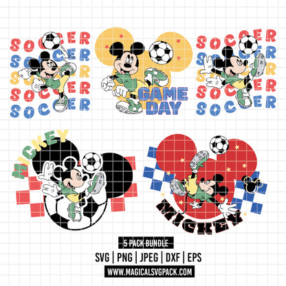 COD6026 - Mickey Soccer quotes pack bundle, Disney clipart Svg, Png, Eps, Dxf, Jpeg, vector.