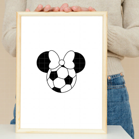 COD6027 - Minnie Soccer line art pack bundle, Disney clipart Svg, Png, Eps, Dxf, Jpeg, vector.