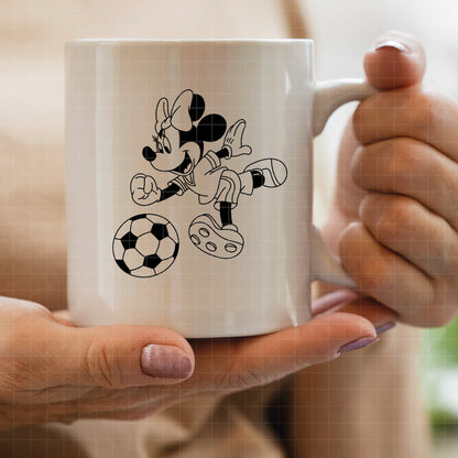 COD6027 - Minnie Soccer line art pack bundle, Disney clipart Svg, Png, Eps, Dxf, Jpeg, vector.