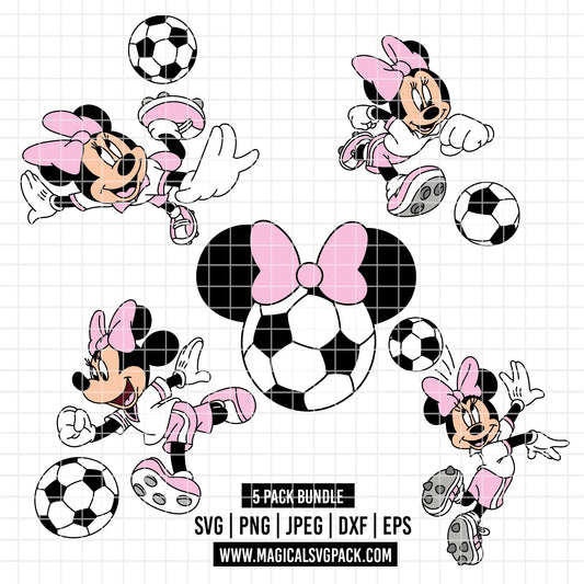 COD6029 - Minnie Soccer cute pack bundle, Disney clipart Svg, Png, Eps, Dxf, Jpeg, vector.
