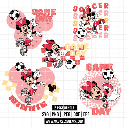 COD6030 - Minnie Soccer quotes pack bundle, Disney clipart Svg, Png, Eps, Dxf, Jpeg, vector.