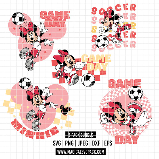 COD6030 - Minnie Soccer quotes pack bundle, Disney clipart Svg, Png, Eps, Dxf, Jpeg, vector.