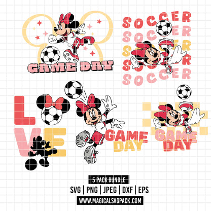 COD6031 - Minnie Soccer quotes pack bundle, Disney clipart Svg, Png, Eps, Dxf, Jpeg, vector.