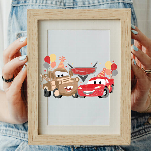 COD6035 - Cars birthdays Crayon Drawing bundle, Disney clipart Svg, Png, Eps, Dxf, Jpeg, vector.