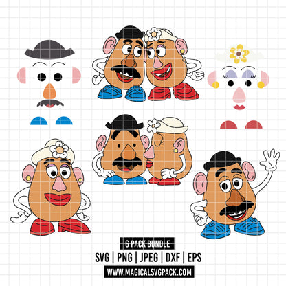 COD6037 - Mr. & Mrs. Potato pack bundle, Disney clipart Svg, Png, Eps, Dxf, Jpeg, vector.
