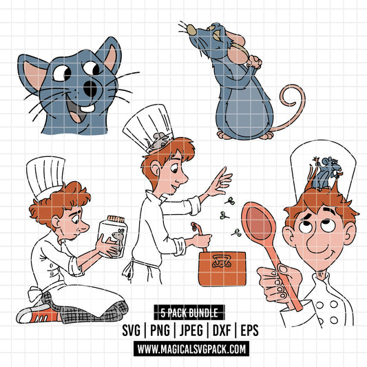 COD6043 - Ratatouille pack bundle, Disney clipart Svg, Png, Eps, Dxf, Jpeg, vector.