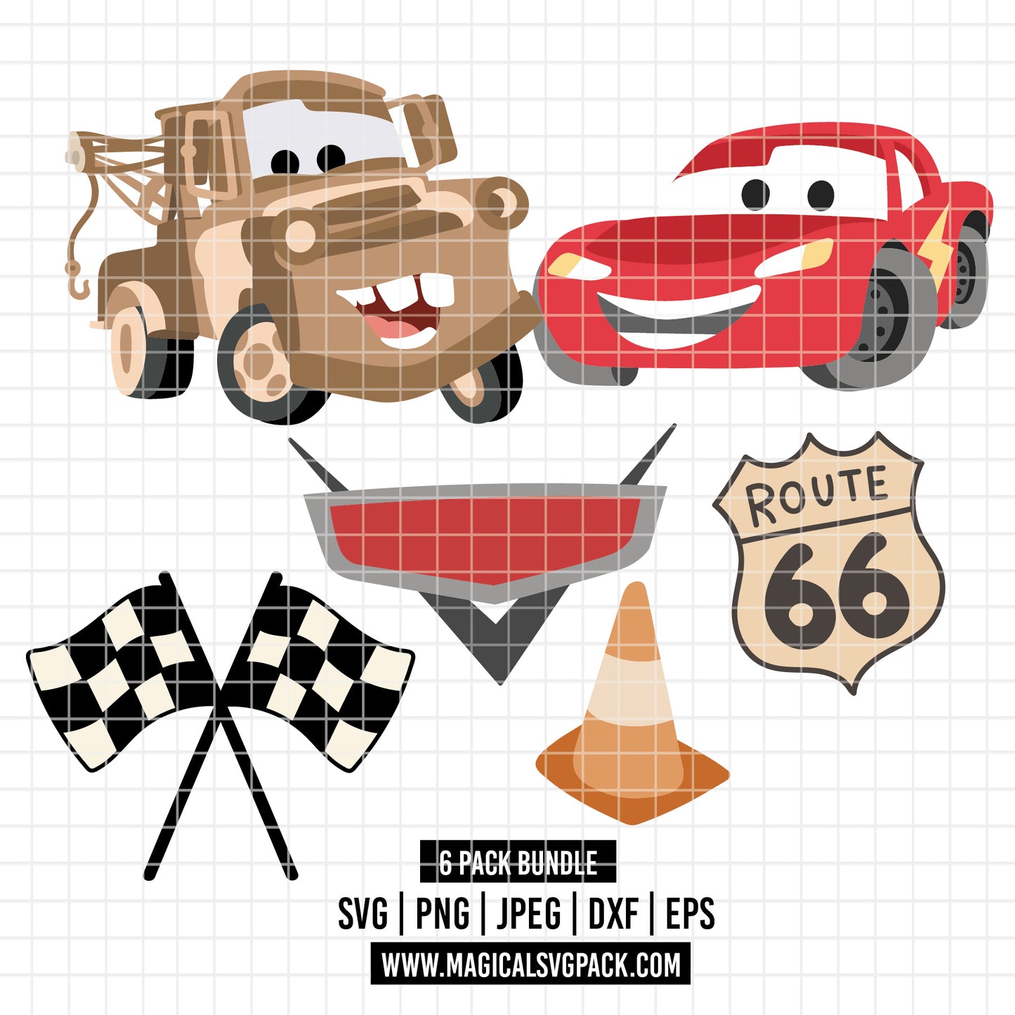 COD6044 - Cars bundle, Disney clipart Svg, Png, Eps, Dxf, Jpeg, vector.