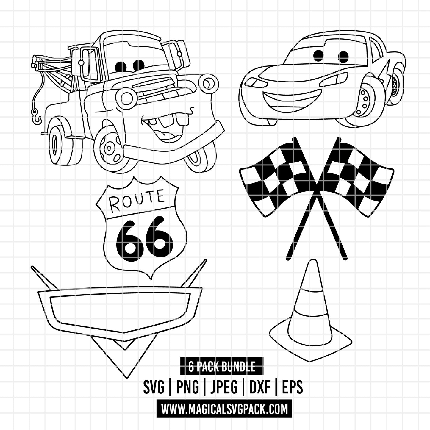 COD6046 - Cars bundle, Disney clipart Svg, Png, Eps, Dxf, Jpeg, vector.