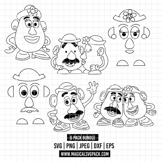 COD6047 - Mr. & Mrs. Potato pack bundle, Disney clipart Svg, Png, Eps, Dxf, Jpeg, vector.