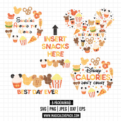 COD6051 - Disney Snack Goals quotes pack bundle, Disney trips clipart Svg, Png, Eps, Dxf, Jpeg, vector.