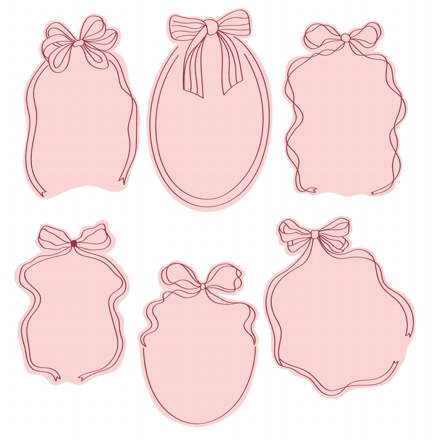 COD6052 - Coquette Bow SVG PNG Bundle | 39 Pink Ribbon Frame Clipart Hand Drawn | Girly Aesthetic Border | Cricut Instant Download