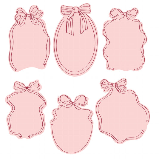 COD6052 - Coquette Bow SVG PNG Bundle | 39 Pink Ribbon Frame Clipart Hand Drawn | Girly Aesthetic Border | Cricut Instant Download