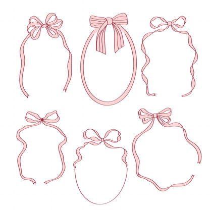 COD6052 - Coquette Bow SVG PNG Bundle | 39 Pink Ribbon Frame Clipart Hand Drawn | Girly Aesthetic Border | Cricut Instant Download