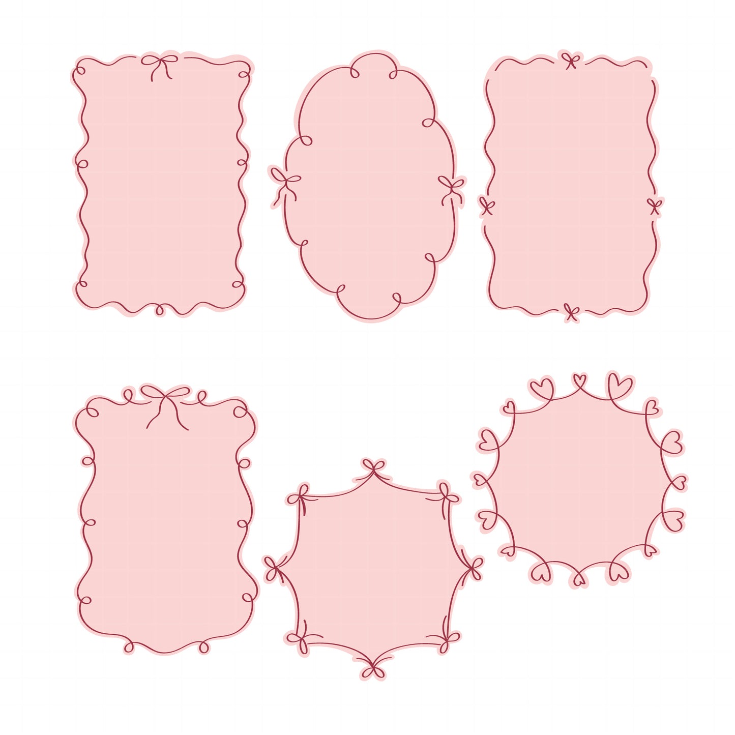 COD6052 - Coquette Bow SVG PNG Bundle | 39 Pink Ribbon Frame Clipart Hand Drawn | Girly Aesthetic Border | Cricut Instant Download