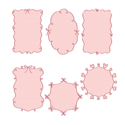 COD6052 - Coquette Bow SVG PNG Bundle | 39 Pink Ribbon Frame Clipart Hand Drawn | Girly Aesthetic Border | Cricut Instant Download