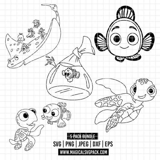 COD6055 - Finding Nemo pack bundle, Disney pixar clipart Svg, Png, Eps, Dxf, Jpeg, vector.