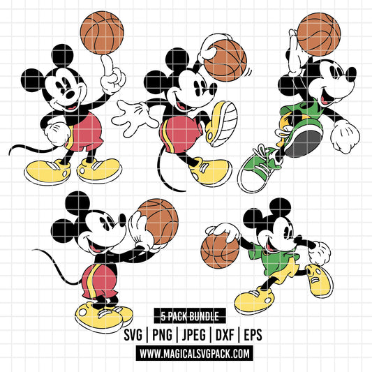 COD6056 - Mickey classic basketball pack bundle, Disney clipart Svg, Png, Eps, Dxf, Jpeg, vector.