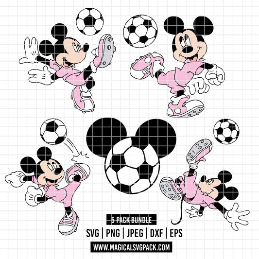 COD6057 - Mickey Soccer pack bundle, Disney clipart Svg, Png, Eps, Dxf, Jpeg, vector.