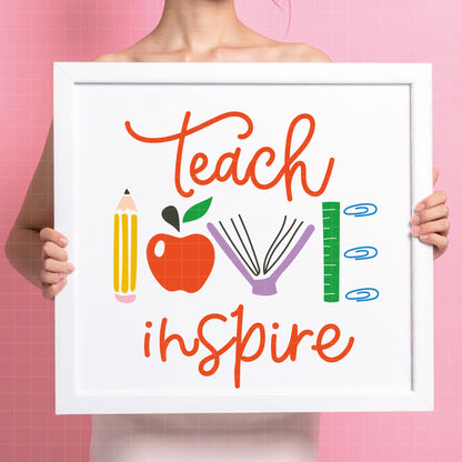COD6099 - Teacher SVG PNG Bundle | Apple Monogram Heart Classroom Teach Love Inspire |Back to School Gift | Cricut Sublimation Instant Download