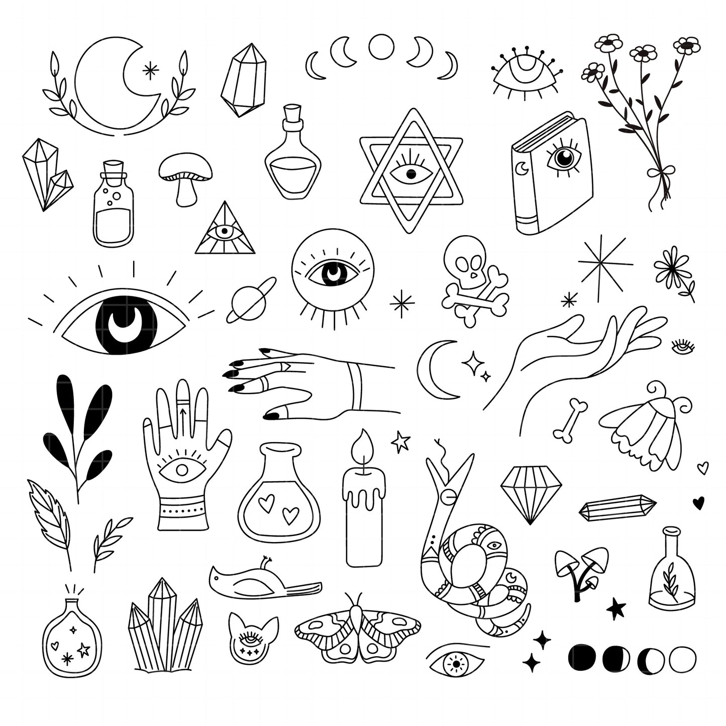 COD6100 - Halloween SVG PNG Bundle | 106 Ghost Bat Spider Web Witch Doodle Clipart | Spooky Season Cut Files | Cricut Instant Download
