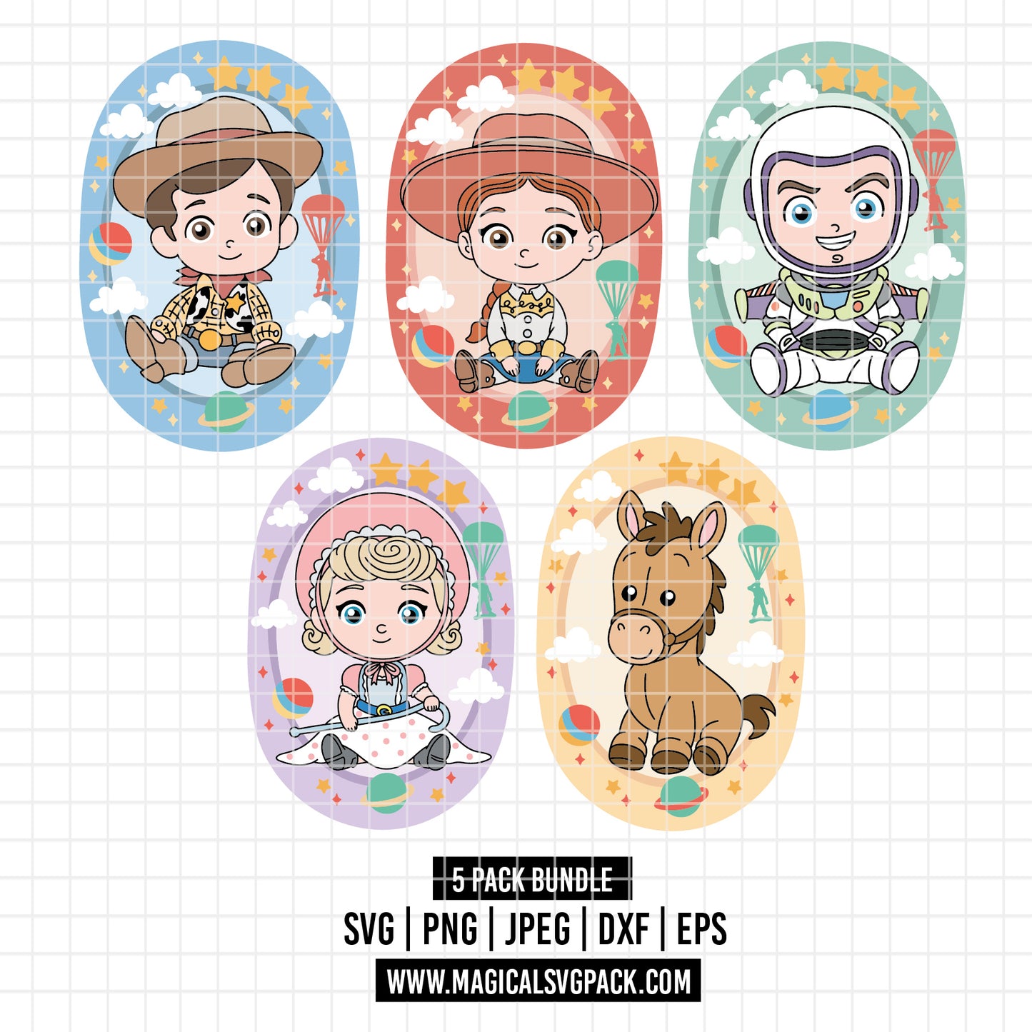 COD6149 - Toy Story Littles characters in frames pack bundle, Disney clipart Svg, Png, Eps, Dxf, Jpeg, vector.