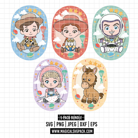 COD6149 - Toy Story Littles characters in frames pack bundle, Disney clipart Svg, Png, Eps, Dxf, Jpeg, vector.