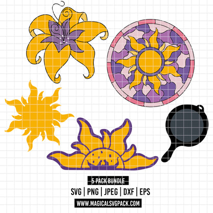 COD6151 - Tangled icons pack bundle, Disney princess clipart Svg, Png, Eps, Dxf, Jpeg, vector.