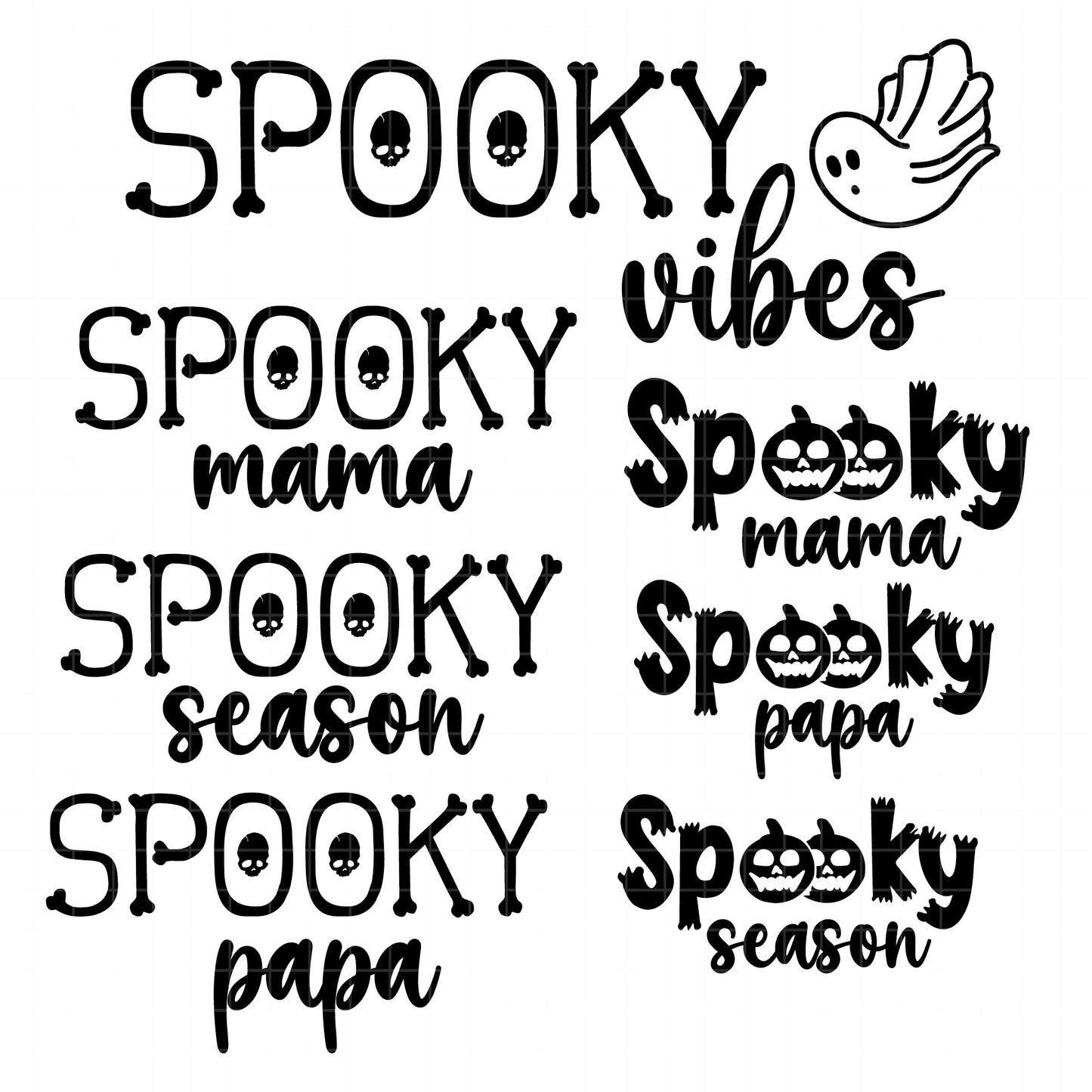 COD6154 - Spooky Vibes SVG PNG Bundle | 60 Halloween Pumpkin Ghost Cute Pink Purple Clipart | Spooky Season Family | Cricut Instant Download