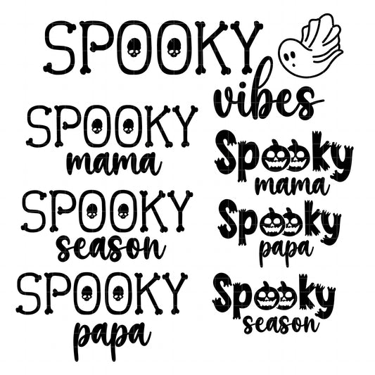 COD6154 - Spooky Vibes SVG PNG Bundle | 60 Halloween Pumpkin Ghost Cute Pink Purple Clipart | Spooky Season Family | Cricut Instant Download