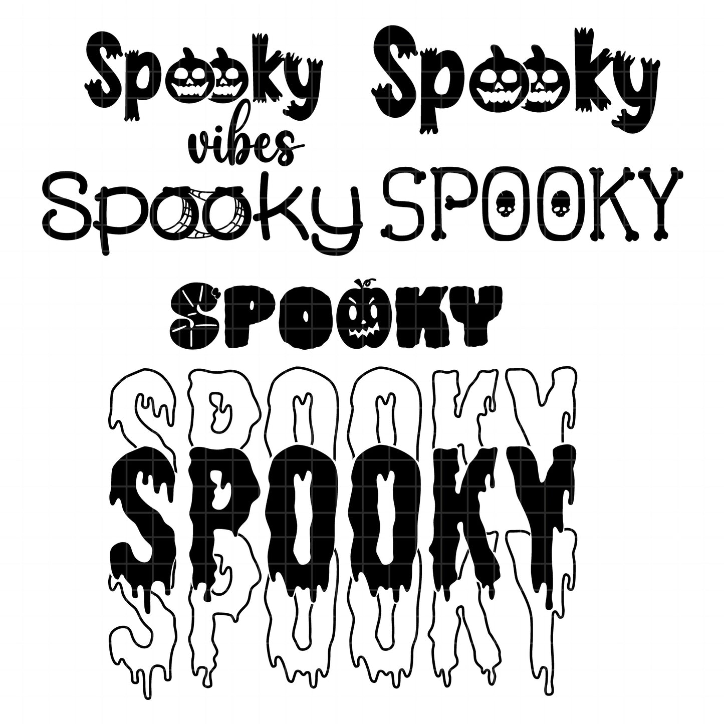 COD6154 - Spooky Vibes SVG PNG Bundle | 60 Halloween Pumpkin Ghost Cute Pink Purple Clipart | Spooky Season Family | Cricut Instant Download