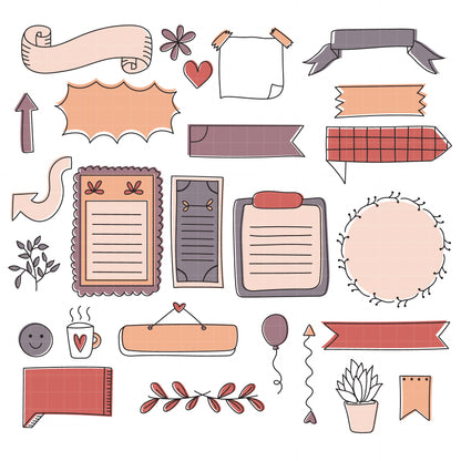 COD6156 - Bullet Journal SVG PNG Bundle | 113 Boho Earthy Planner Doodle Clipart Frames Banners | Terracotta Journal Elements | Cricut Download